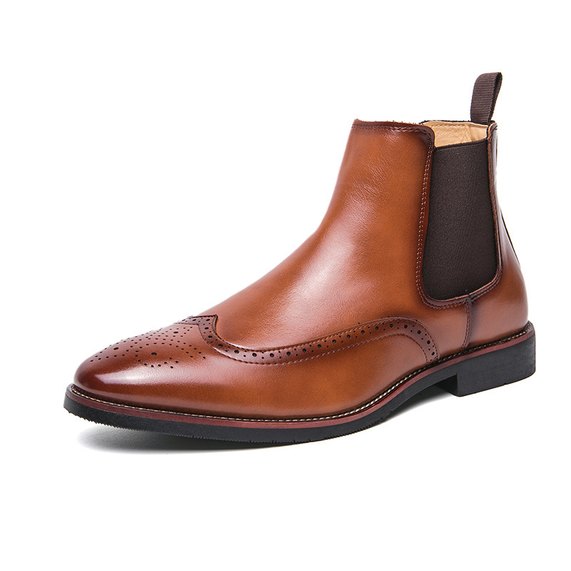 Mens Fashion Dress Shoes - Brand Leather Men Chelsea Boots Designer