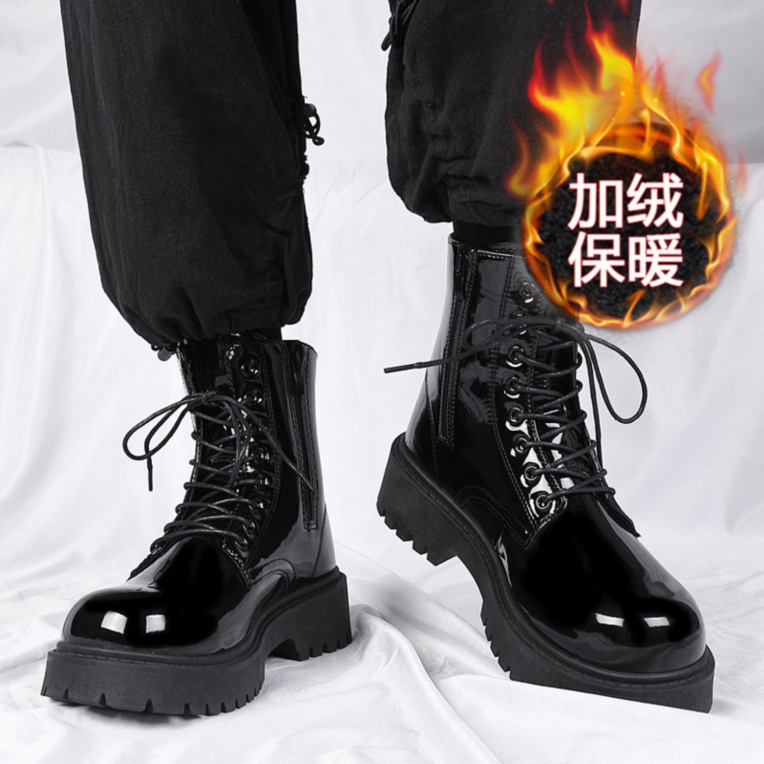 Fashion Men'S Boots - Men's warm plush high-top boots winter