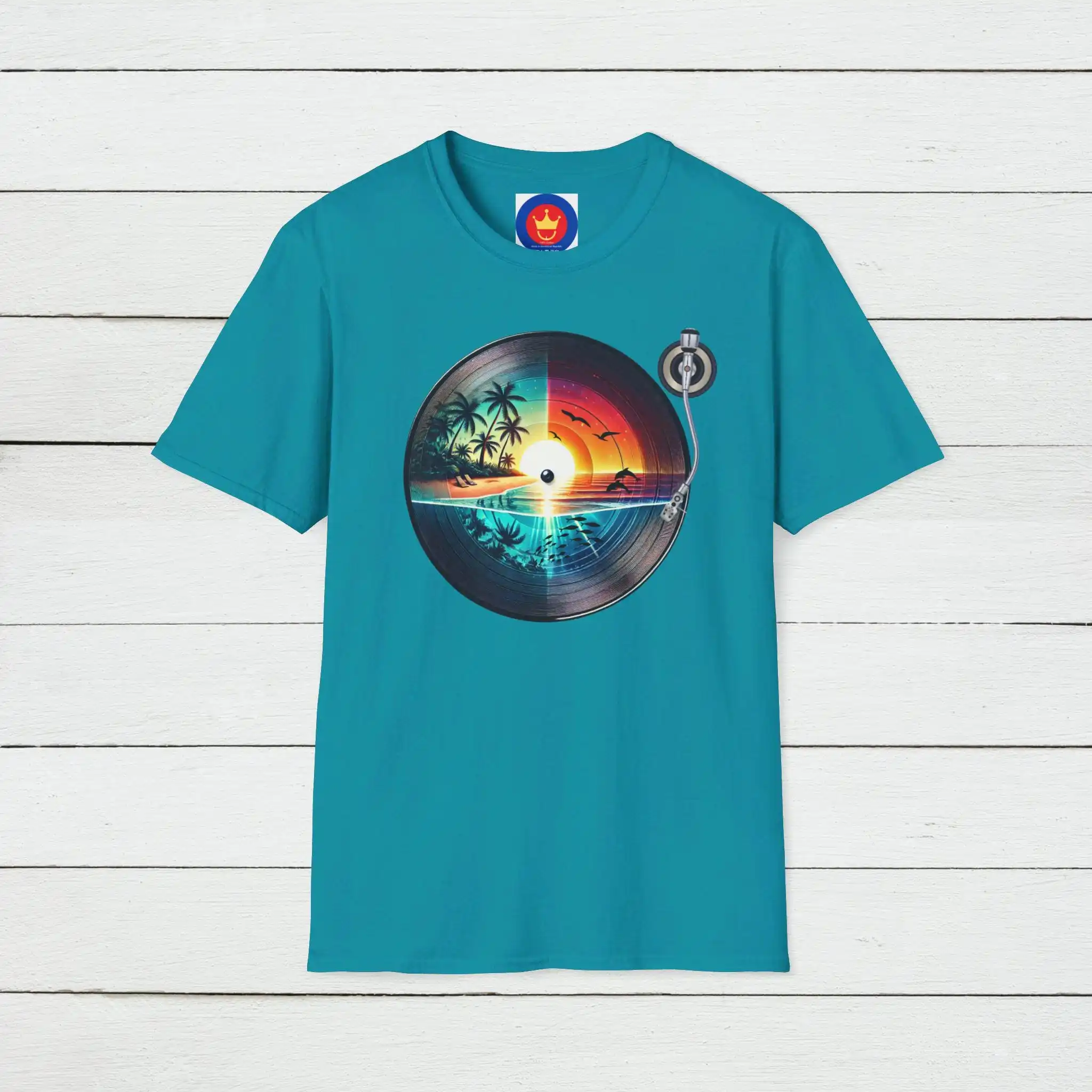Men'S Fashion 70S - Retro Beach Vinyl T Shirt Vintage