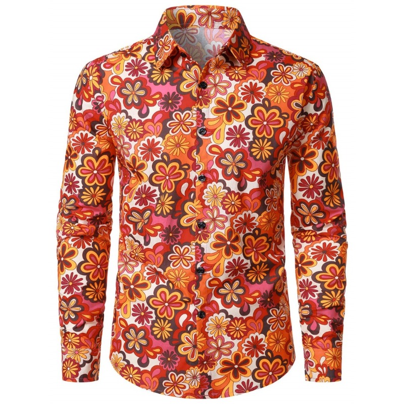 Men'S Fashion 70S - Men Retro 70s Hippie Floral Print