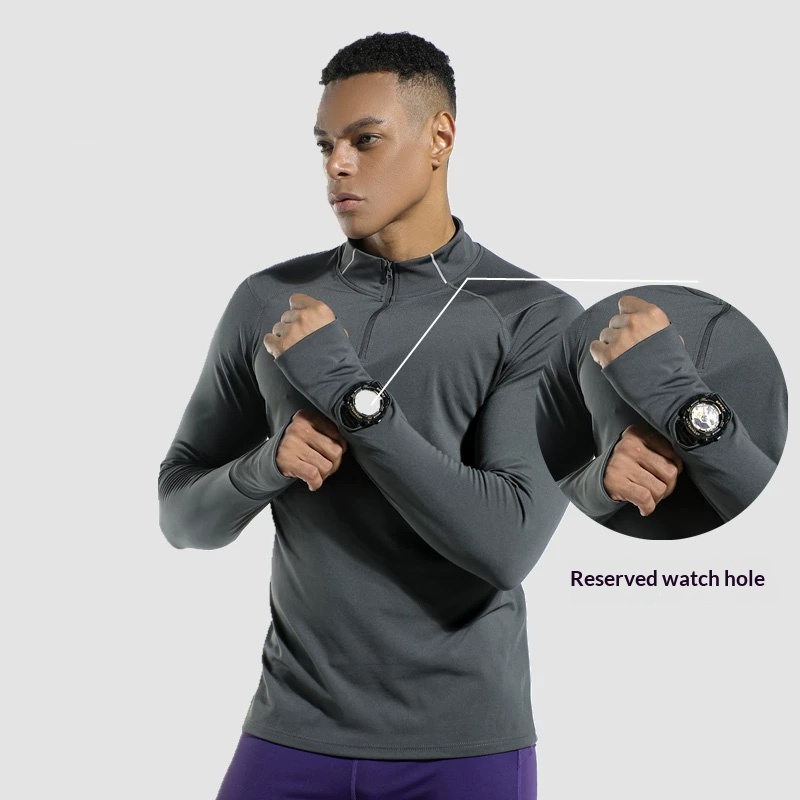 Compression Shirt Workout - Men's Finger Hole Design Fall Winter