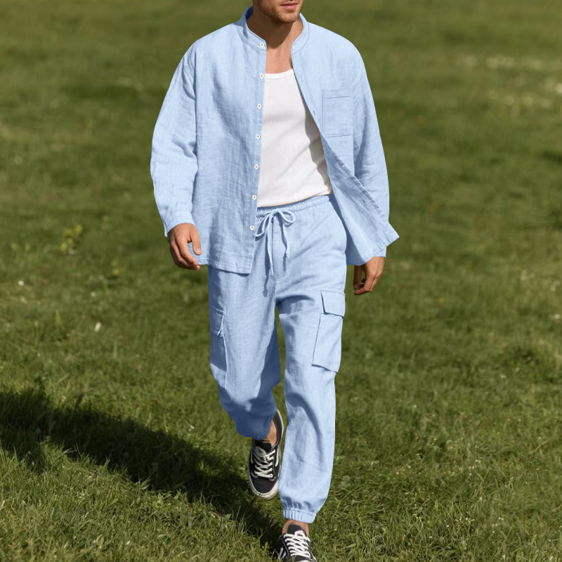 Men's Linen Breathable Two-Pie - Linen Shirt Summer ulasan dan harga
