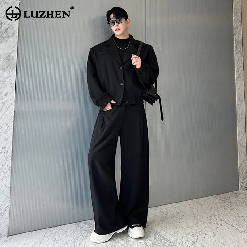 LUZHEN Spring Blazer Neck Casu - Mens Fashion Blazer ulasan dan harga