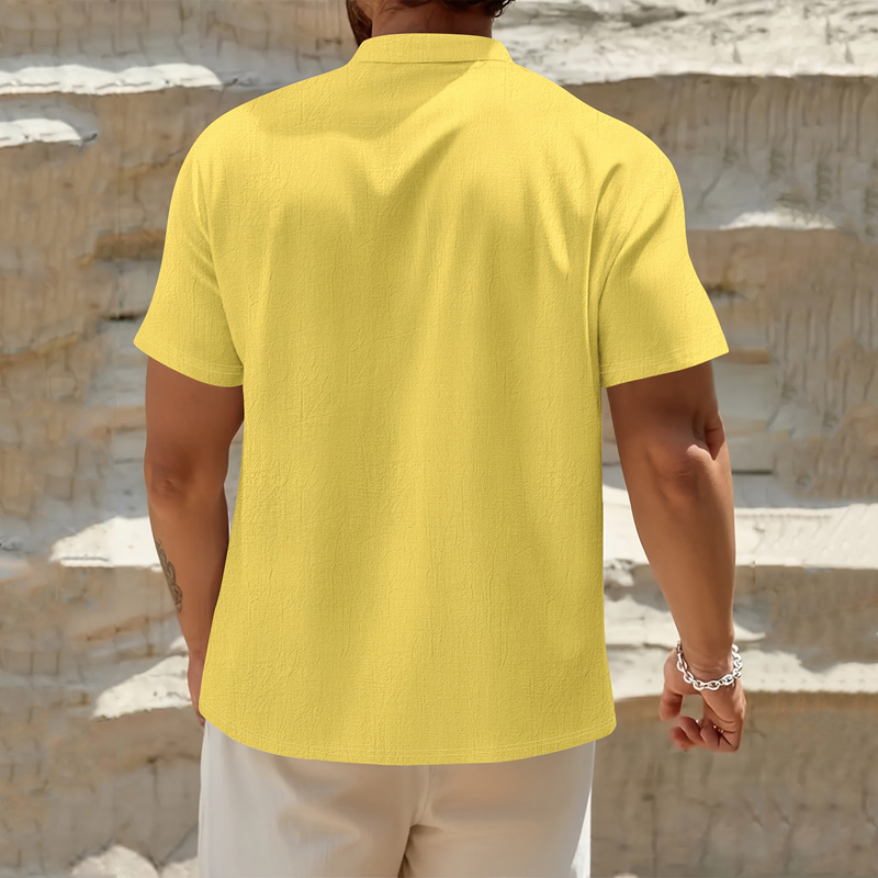 Men's Cotton Linen Henley Shir - Linen Shirt Summer ulasan dan harga