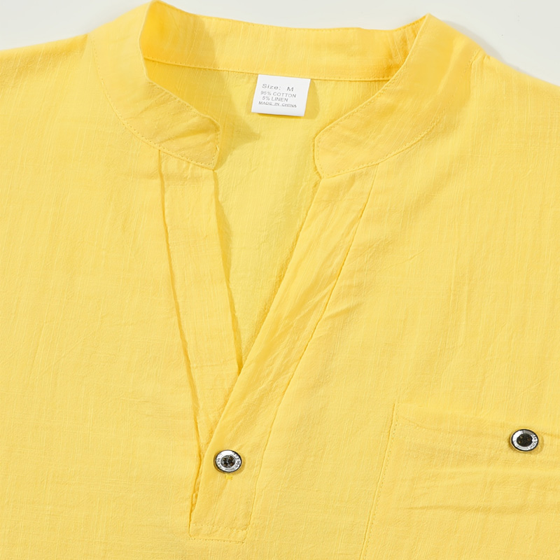 Men's Cotton Linen Henley Shir - Linen Shirt Summer ulasan dan harga