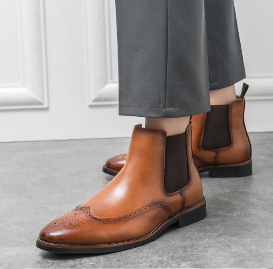 Brand Leather Men Chelsea Boot - Mens Fashion Dress Shoes ulasan dan harga