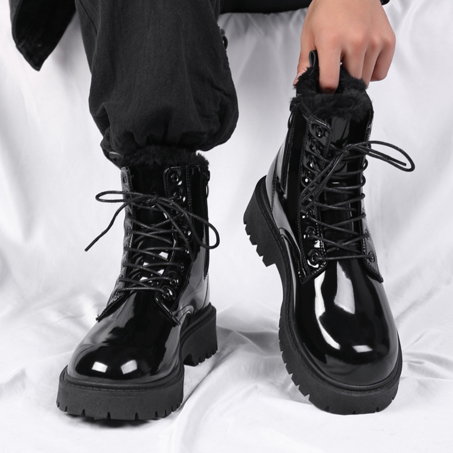 Men's warm plush high-top boot - Fashion Men'S Boots ulasan dan harga
