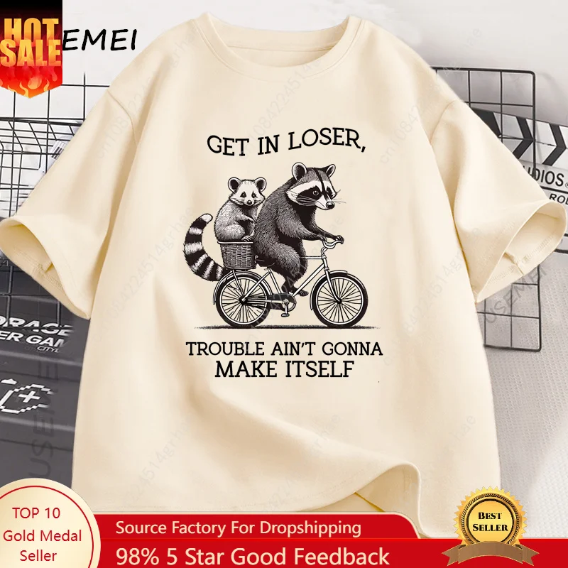 Get in Loser T Shirt Funny Rac - Graphic Tee Oversized ulasan dan harga