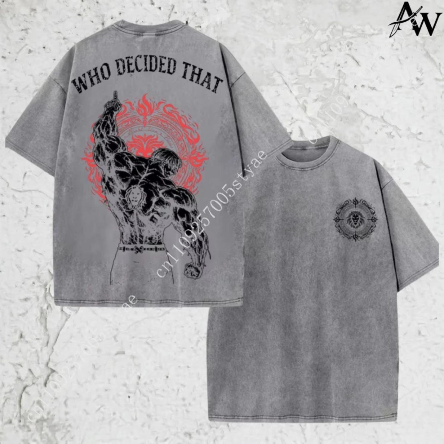 Vintage Washed Shirt, Escanor  - Graphic Tee Oversized ulasan dan harga