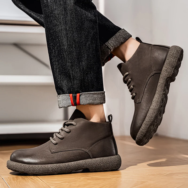 Men Ankle Boots Brown Short Bo - Fashion Men'S Boots ulasan dan harga