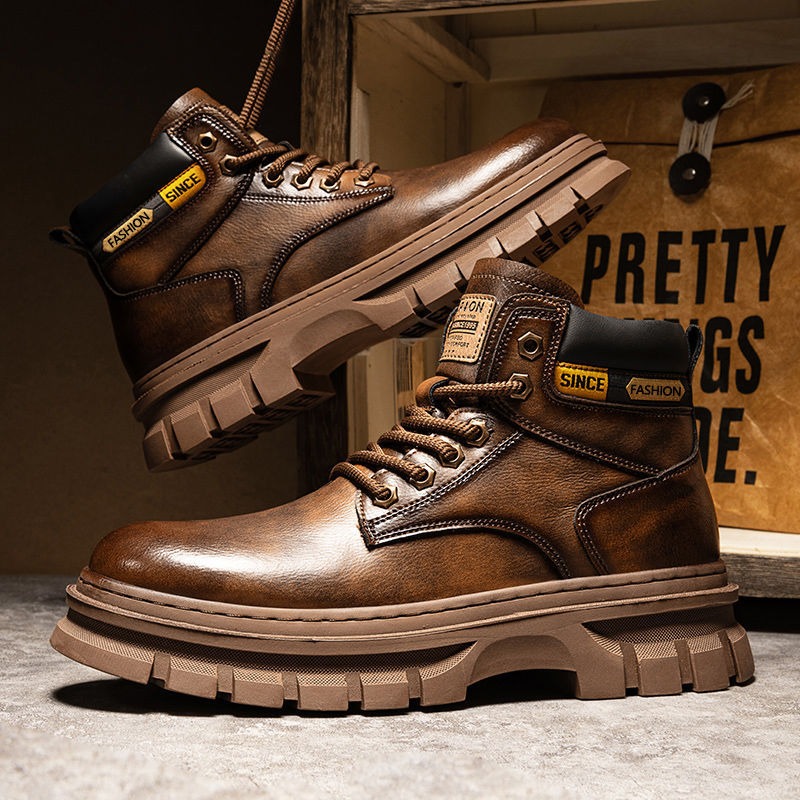 Vintage Men Platform Ankle Boo - Fashion Men'S Boots ulasan dan harga