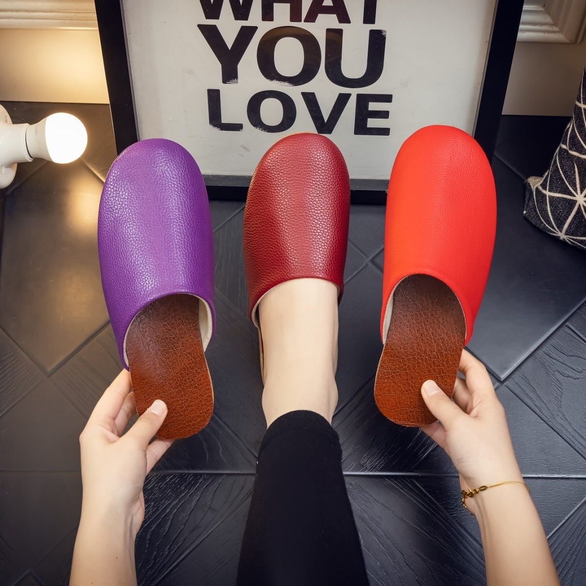 Fashion Black Leather Slippers - Men'S Fashion Houses ulasan dan harga