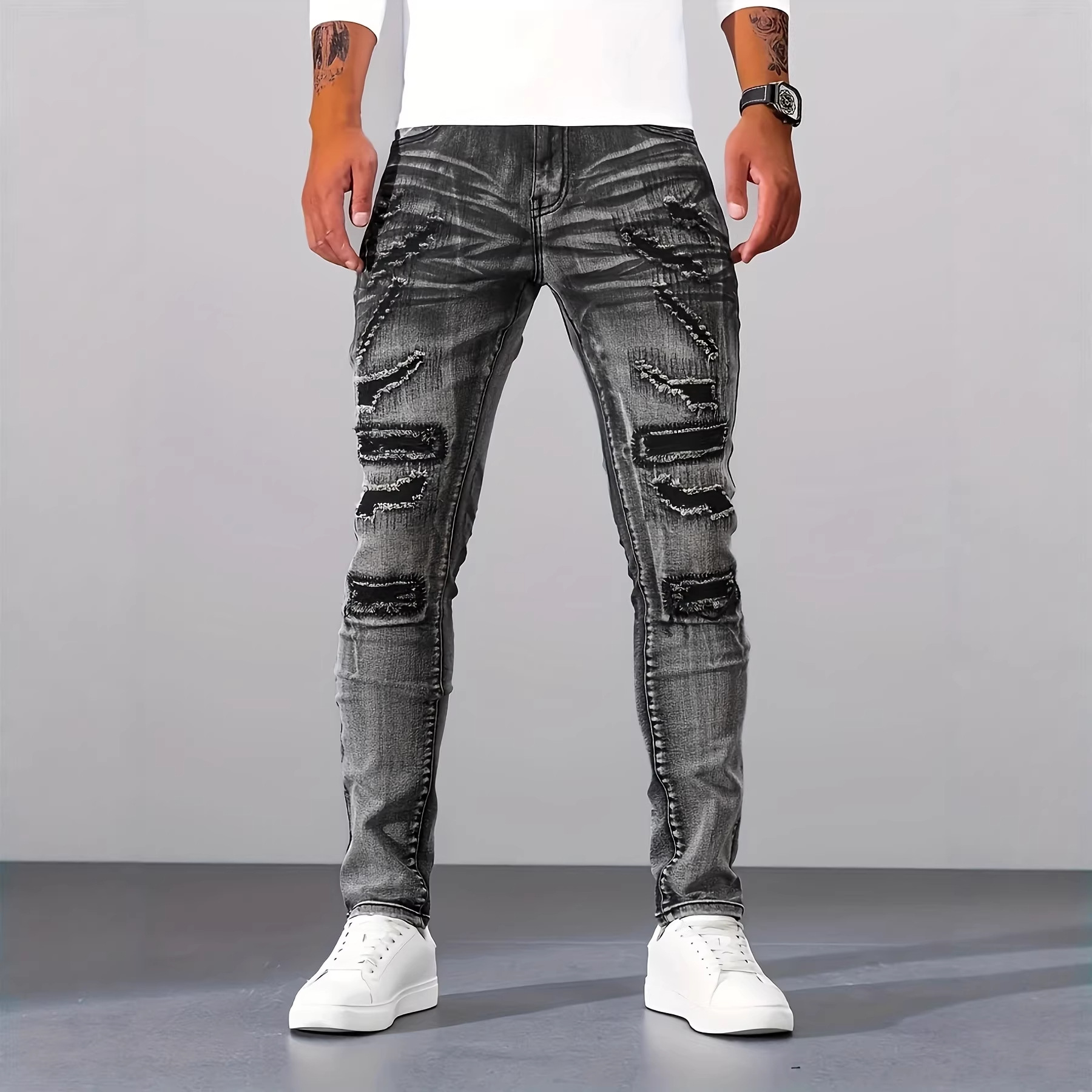 Men Grey Slim Simple Casual Da - Men'S Fashion Nova Jeans ulasan dan harga