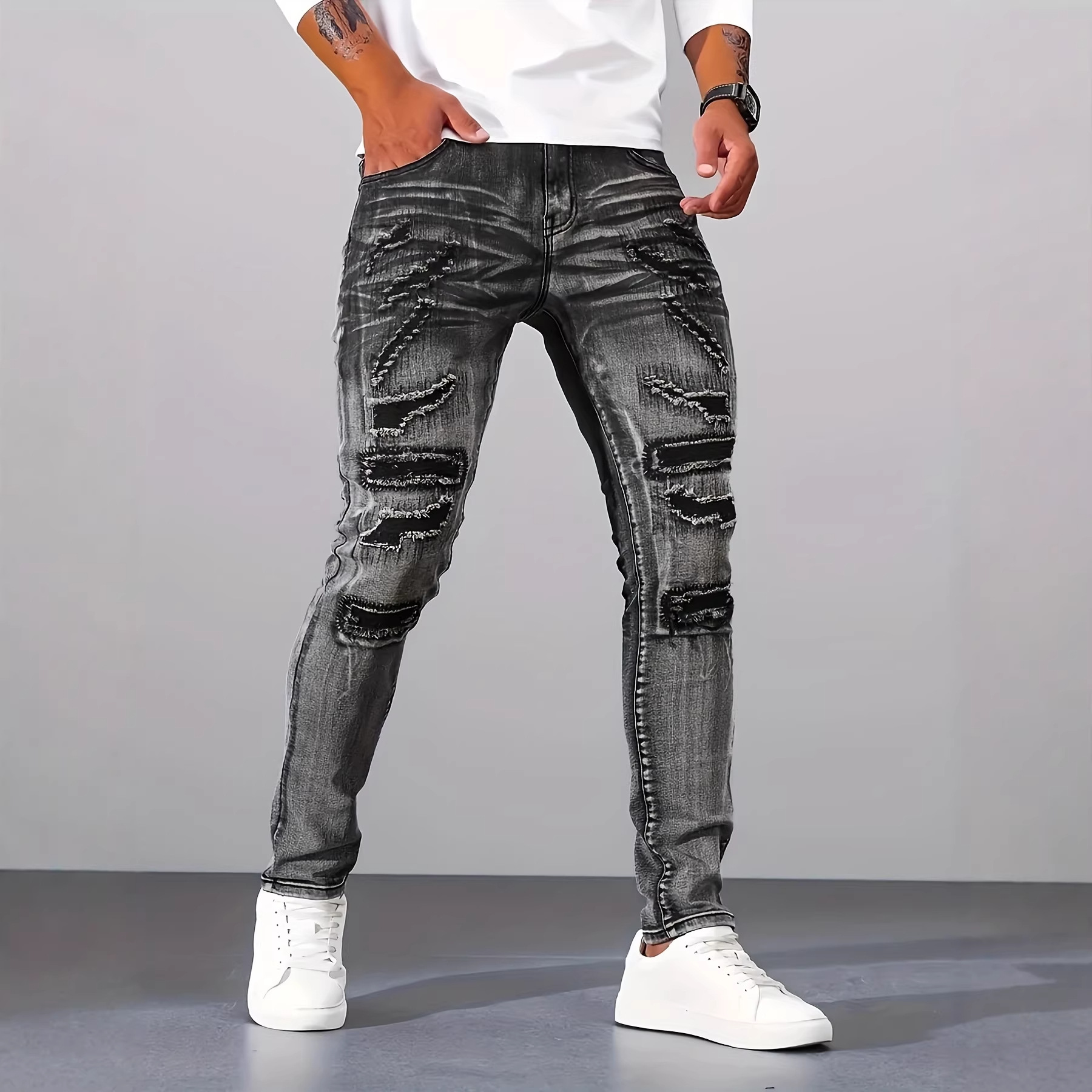 Men Grey Slim Simple Casual Da - Men'S Fashion Nova Jeans ulasan dan harga