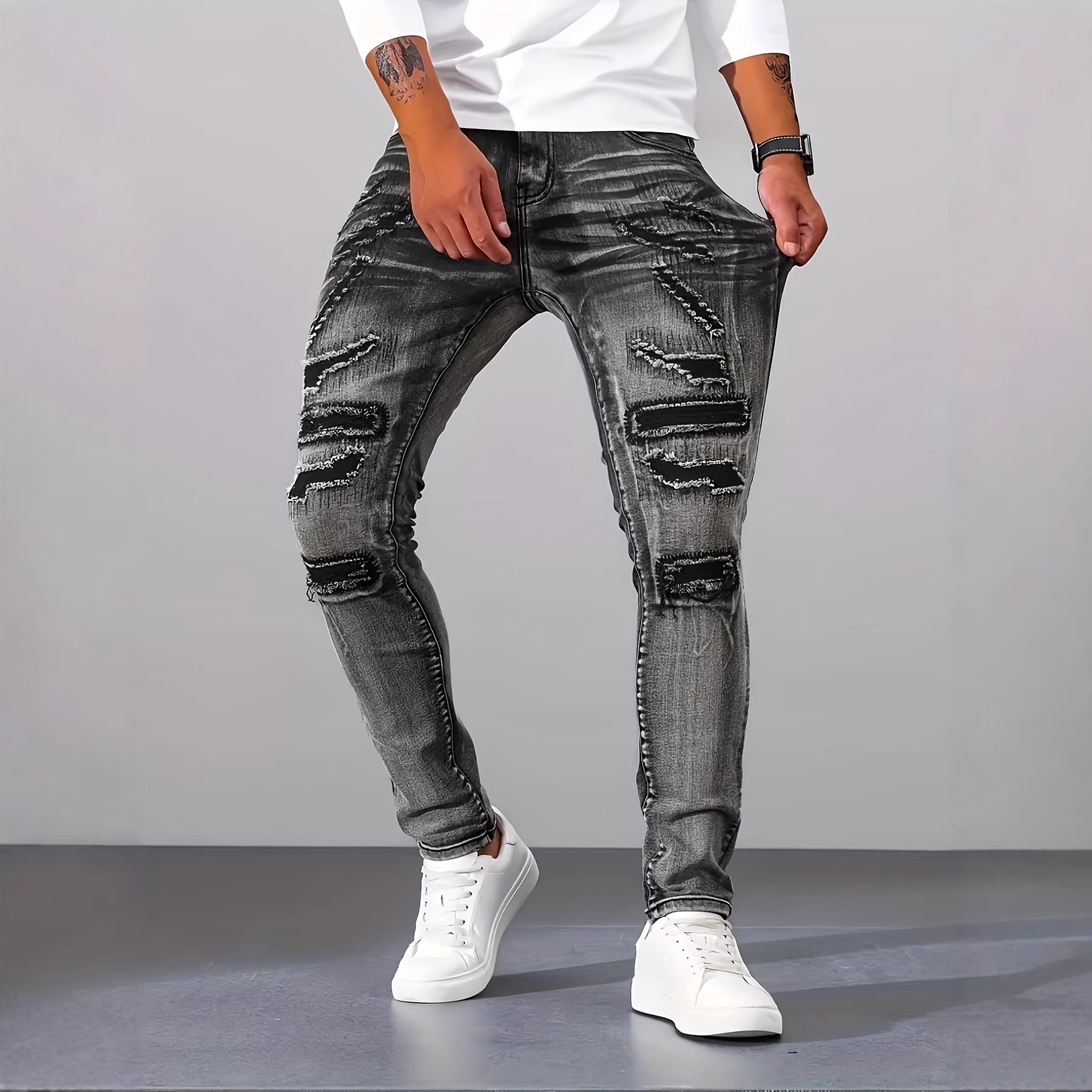 Men Grey Slim Simple Casual Da - Men'S Fashion Nova Jeans ulasan dan harga