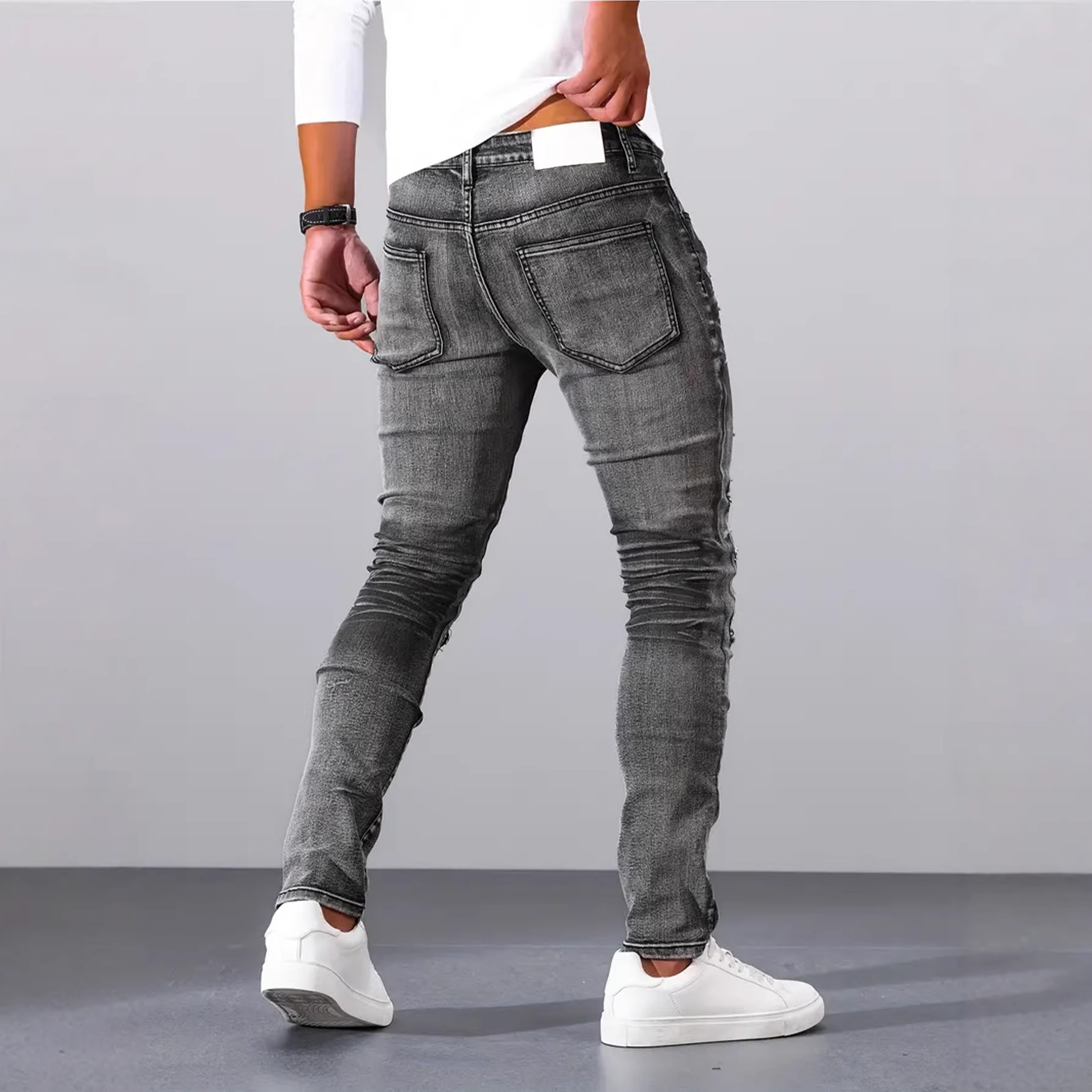 Men Grey Slim Simple Casual Da - Men'S Fashion Nova Jeans ulasan dan harga