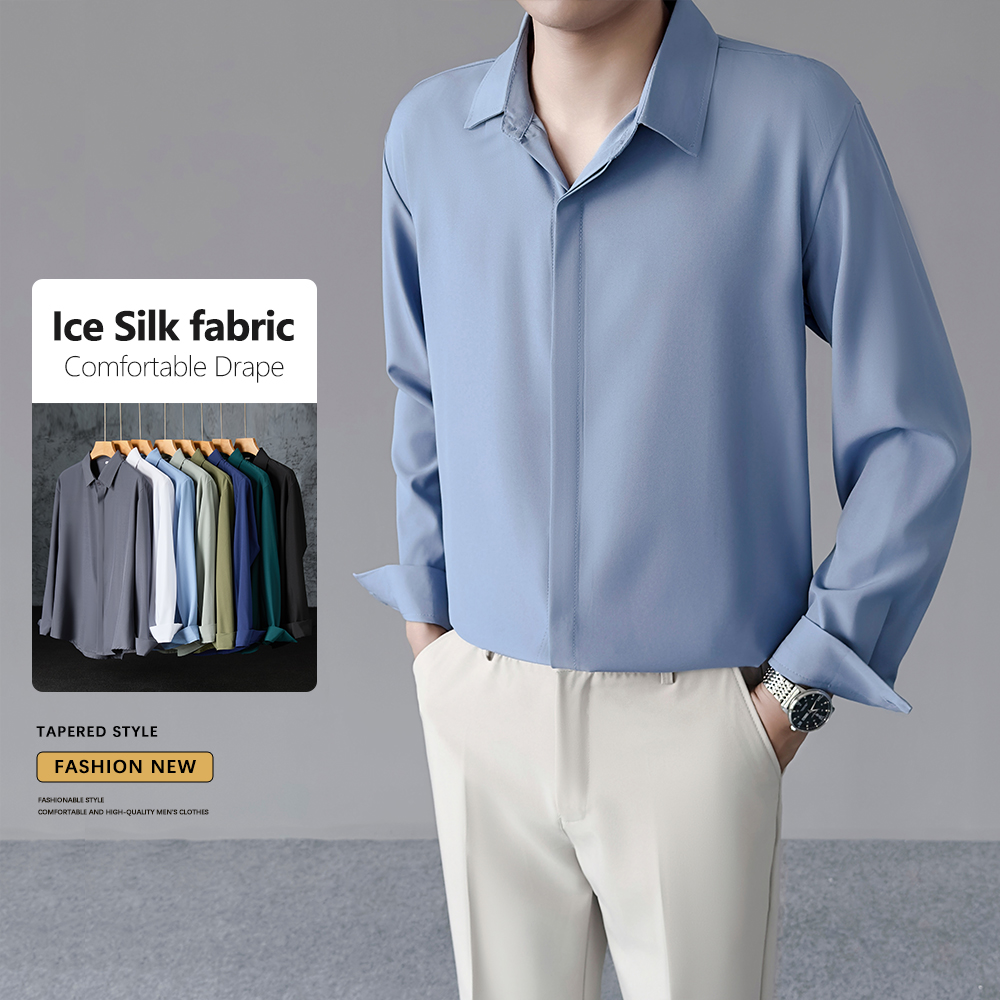 Spring Summer Thin Men's Cool  - Dress Shirt Non-Iron ulasan dan harga
