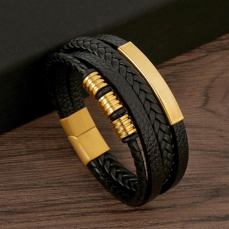 Classic Men's Leather Bracelet - Mens Fashion Combination ulasan dan harga