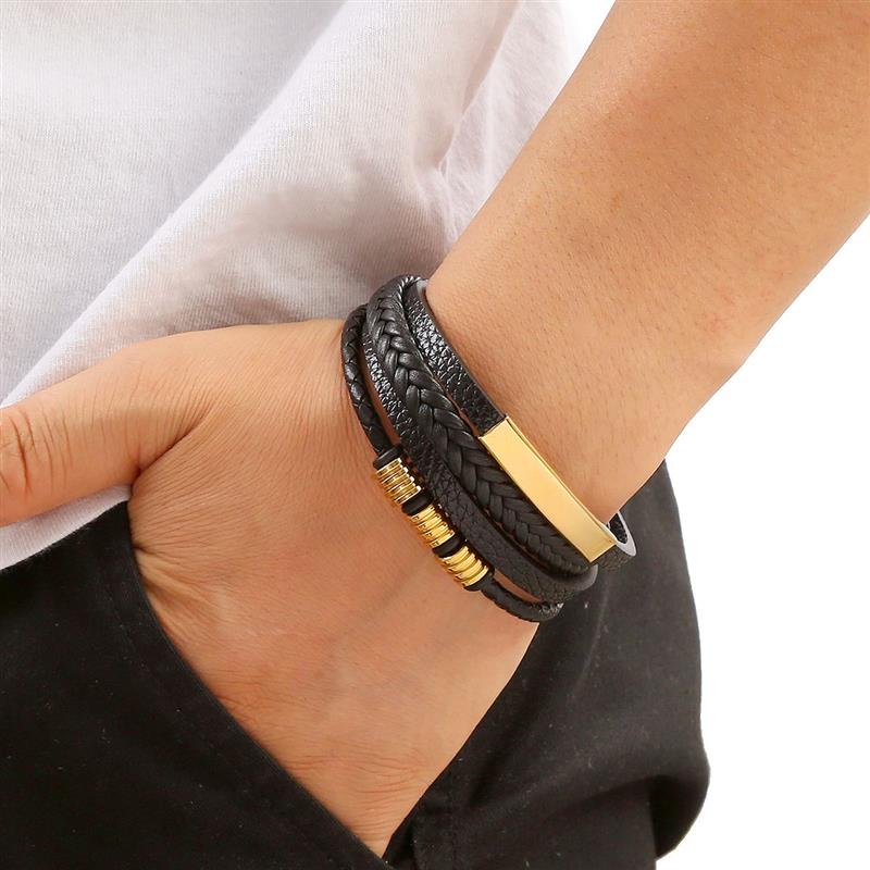 Classic Men's Leather Bracelet - Mens Fashion Combination ulasan dan harga