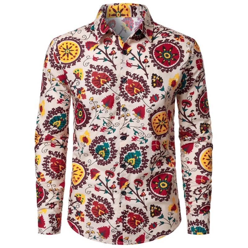 Men Retro 70s Hippie Floral Pr - Men'S Fashion 70S ulasan dan harga