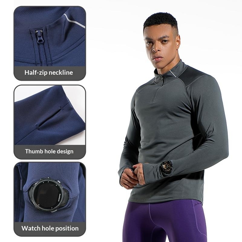 Men's Finger Hole Design Fall  - Compression Shirt Workout ulasan dan harga
