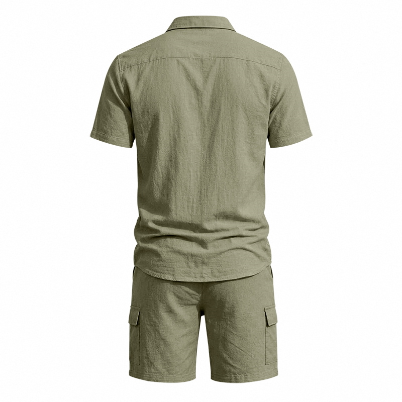 Men Summer American Linen Two  - Linen Shirt Summer ulasan dan harga
