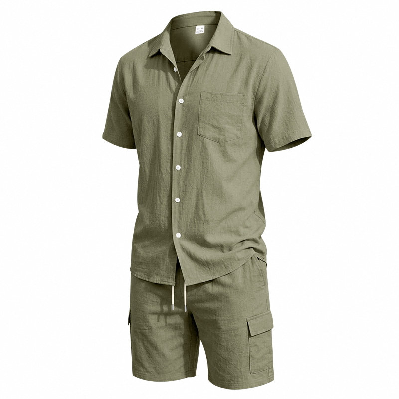 Men Summer American Linen Two  - Linen Shirt Summer ulasan dan harga