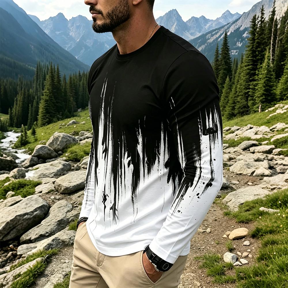 Men's Gradient Ink Splash Long - Men'S Spring Fashion ulasan dan harga