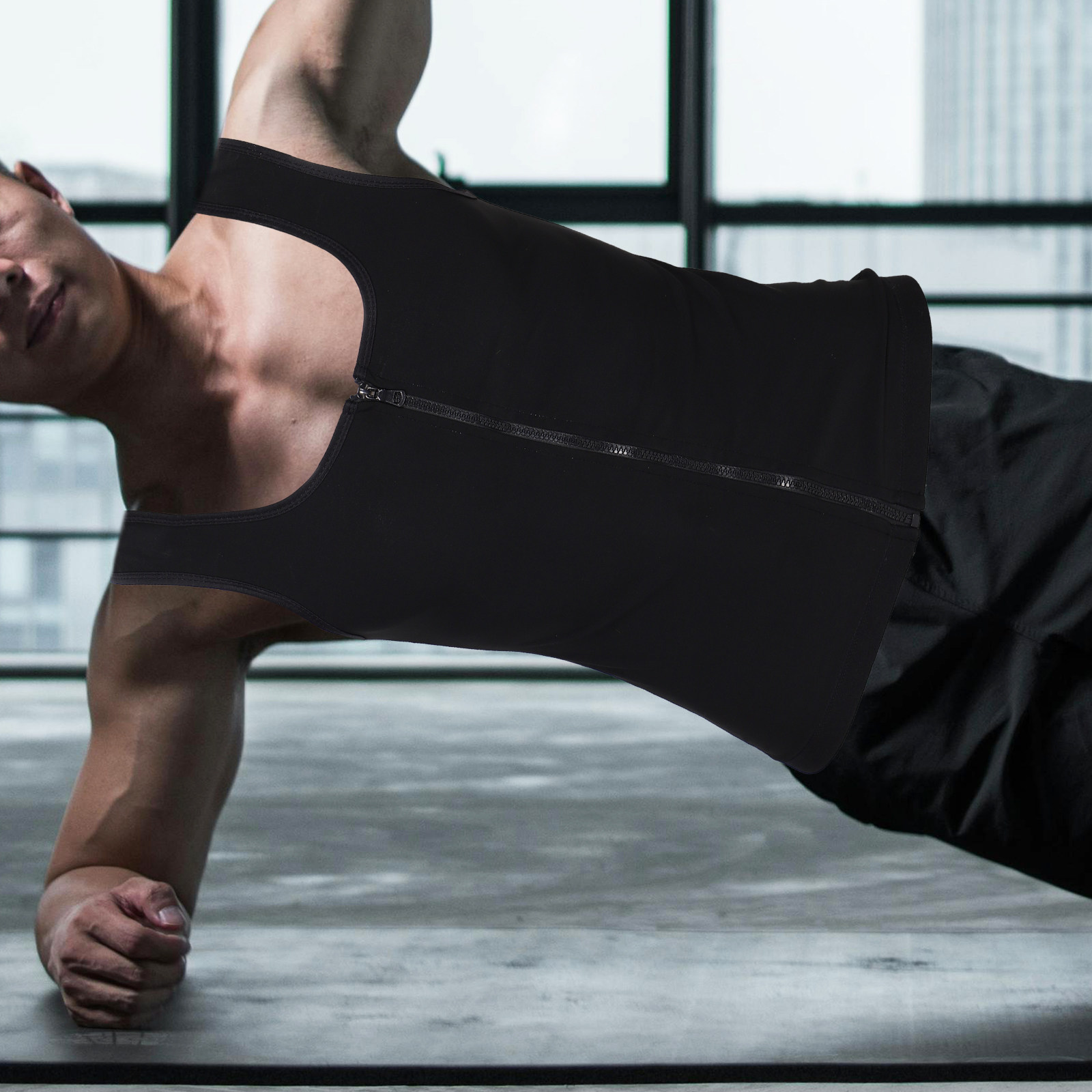 Men Zip Up Compression Sweat V - Compression Shirt Workout ulasan dan harga